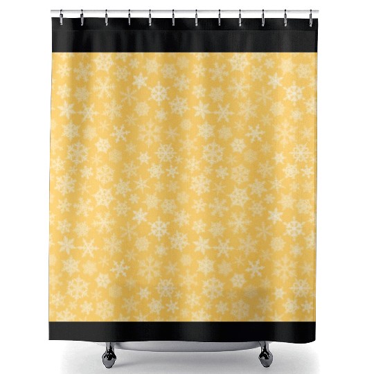 Modern Yellow Snowflakes Pattern Shower Curtains