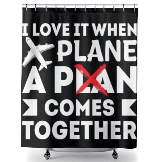 Airline Pilot Plane Comes Together Aircraft Pun Shower Curtains
