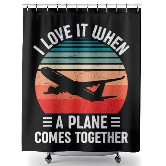 Airline Pilot Plane Comes Together Aircraft Pun Shower Curtains