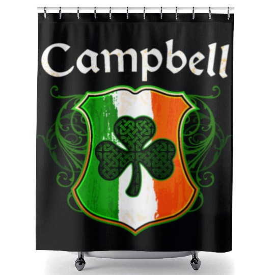 Campbell Irish Surname Ireland Flag Shield Shower Curtains