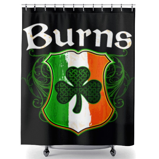 Burns Irish Surname Ireland Flag Shield Shamrock Shower Curtains