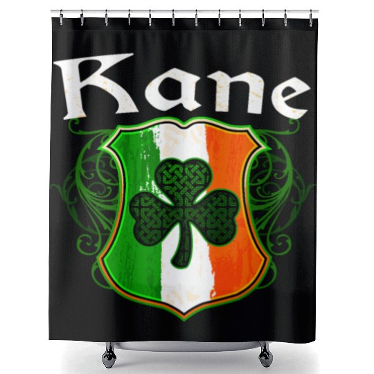 Kane Irish Surname Ireland Flag Shield Shamrock Shower Curtains