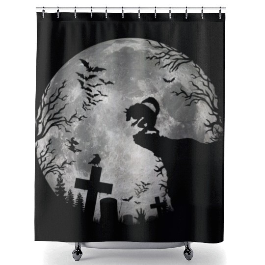 Halloween Werewolf Full Moon Bats and Black trick Shower Curtains