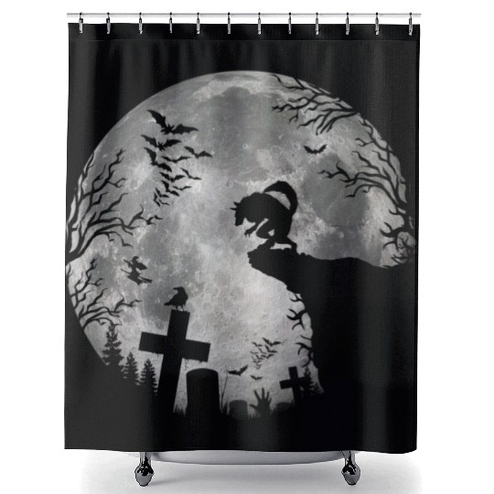Halloween Werewolf Full Moon Bats and Black trick Shower Curtains
