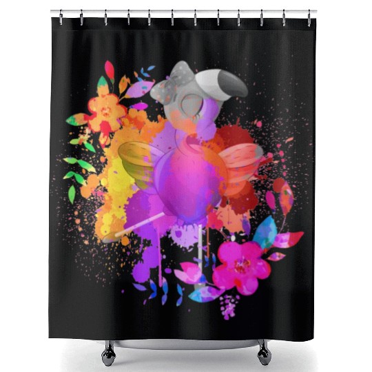 Flower Dance Flamingo Splash of Colors Art Shower Curtains
