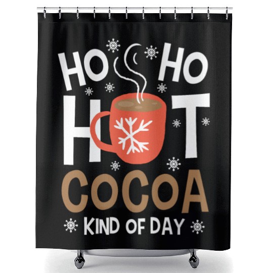 Christmas Funny Ho Ho Hot Cocoa Xmas Holiday Gift Shower Curtains