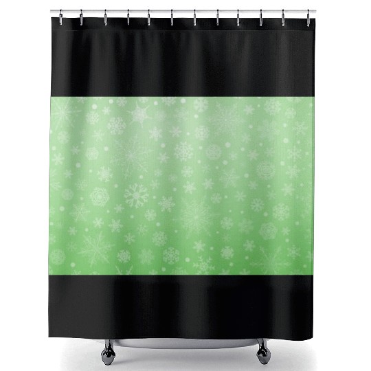Abstract Green Snowflakes Pattern Shower Curtains