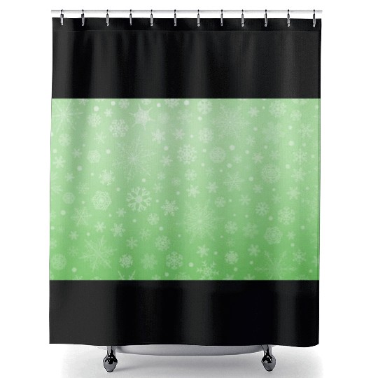 Abstract Green Snowflakes Pattern Shower Curtains