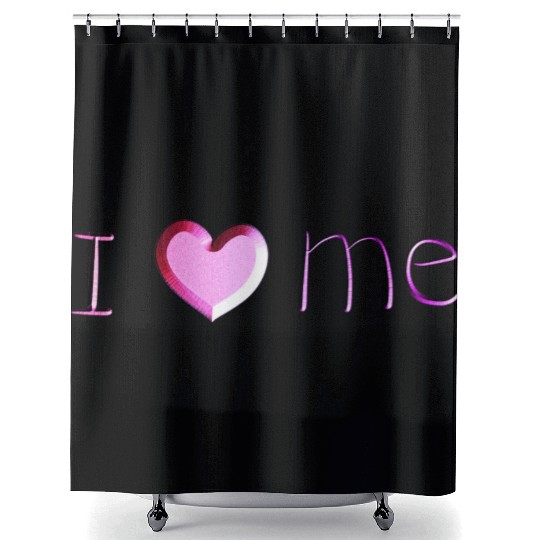 i love me lettering pink Shower Curtains
