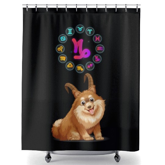 Funny Dog Lover Horoscope Capricorn Zodiac Sign Shower Curtains