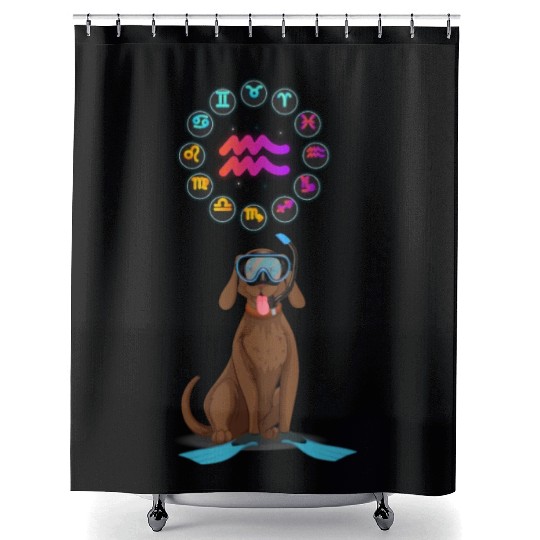 Funny Dog Lover Horoscope Aquarius Zodiac Sign Pun Shower Curtains