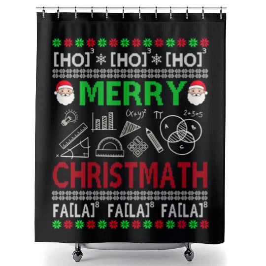 Christmas Math Teacher Shower Curtains Ugly Christmas Math
