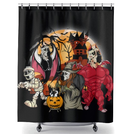 Great Dane Vampire Mummy Evil Witch Halloween Shower Curtains
