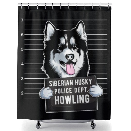 Husky Mugshot Dog Lover Shower Curtains