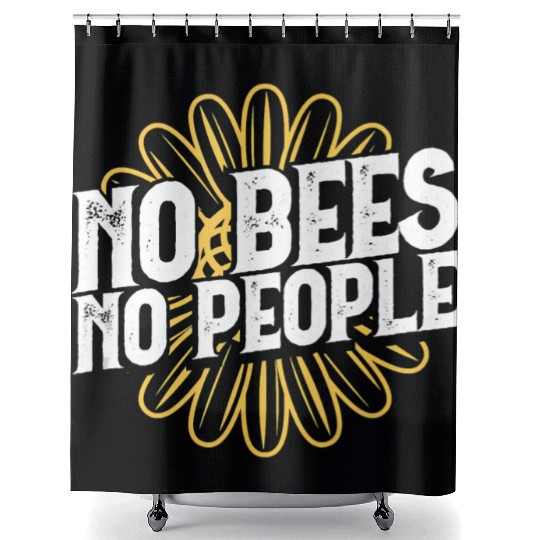 No Bees No People Graphic Design A Bee A Yellow Fl Shower Curtains