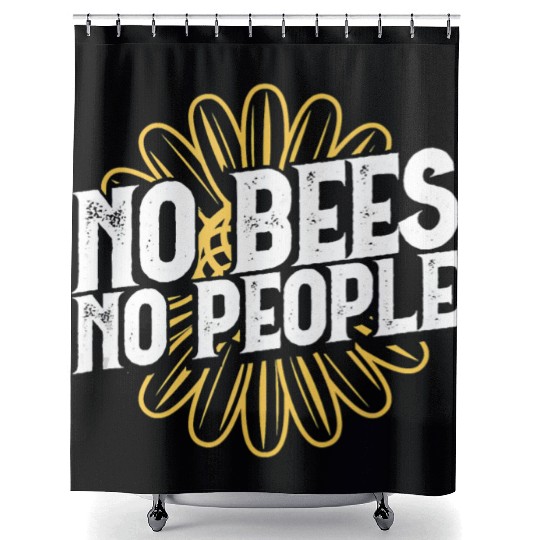 No Bees No People Graphic Design A Bee A Yellow Fl Shower Curtains