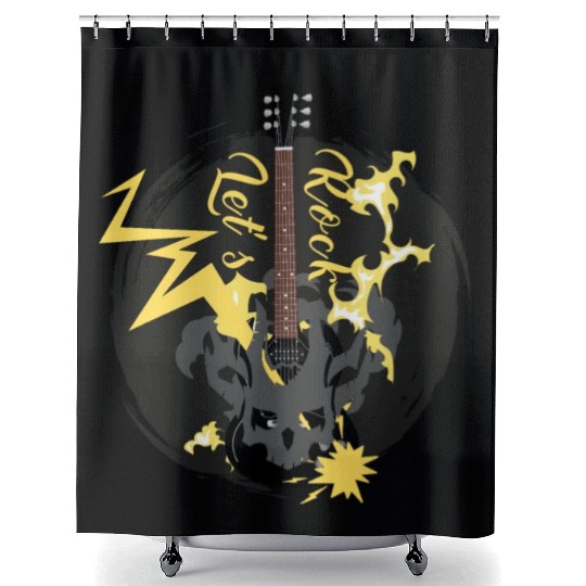Let's Rock and Roll Music Vintage Corazón Conciert Shower Curtains