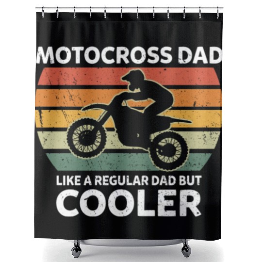 Retro Motocross Dad Like A Regular Dad But Cooler Shower Curtains