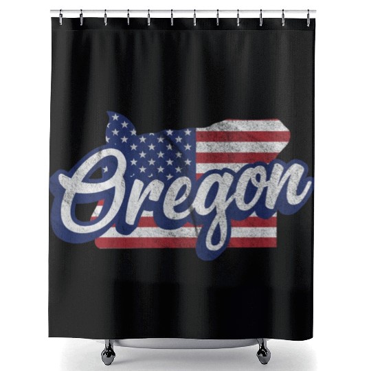US Flag Oregon Map Design for proud Oregonians Shower Curtains