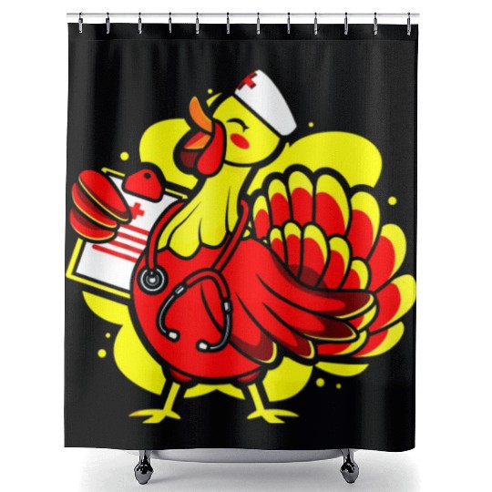 Turkey Medical Farmer Doctor Thanksgiving Holiday Shower Curtains