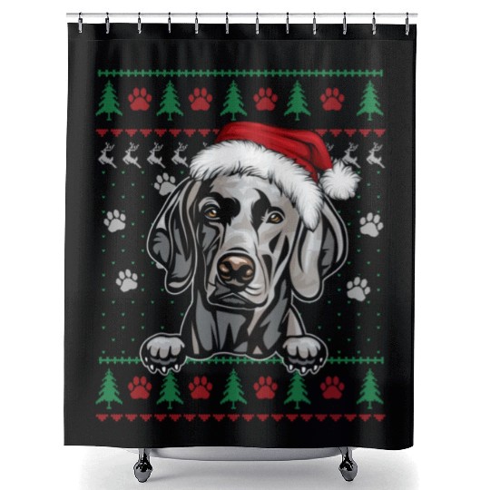 Weimaraner Christmas Ugly Sweater Funny Dog Lover Shower Curtains