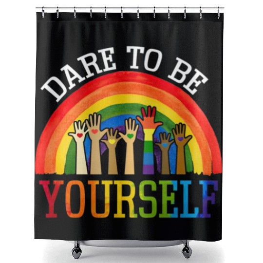 Dare To Be Yourself Rainbow LGBT Lesbian Gay Pride Shower Curtains