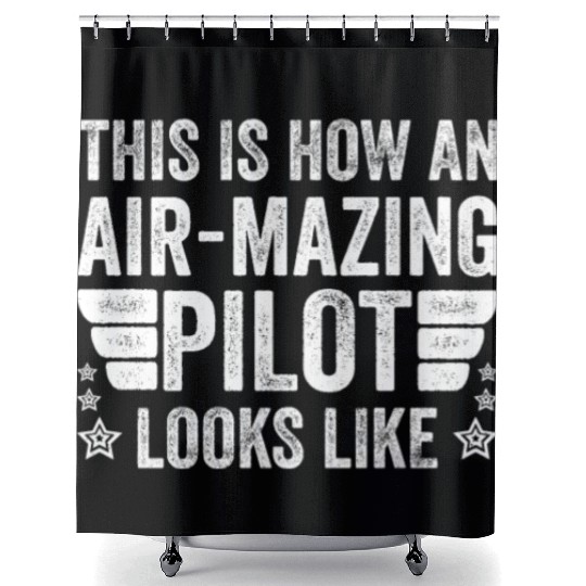 Aircraft Pun Airmazing Pilot - Airline Pilot Shower Curtains