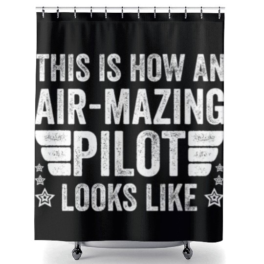 Aircraft Pun Airmazing Pilot - Airline Pilot Shower Curtains