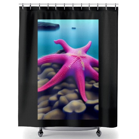 Pink starfish Shower Curtains