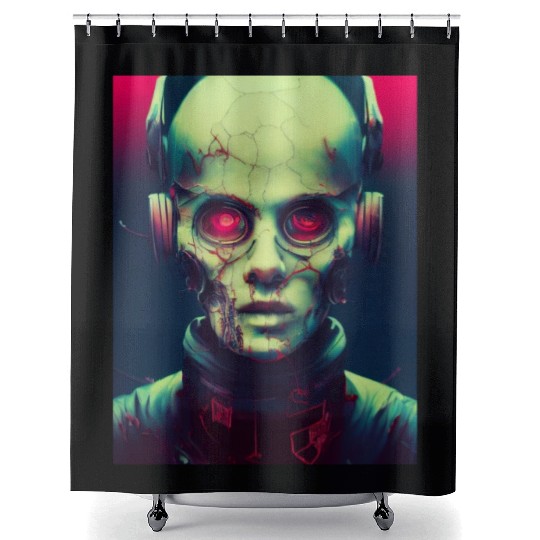 Zombie Cyberpunk Shower Curtains