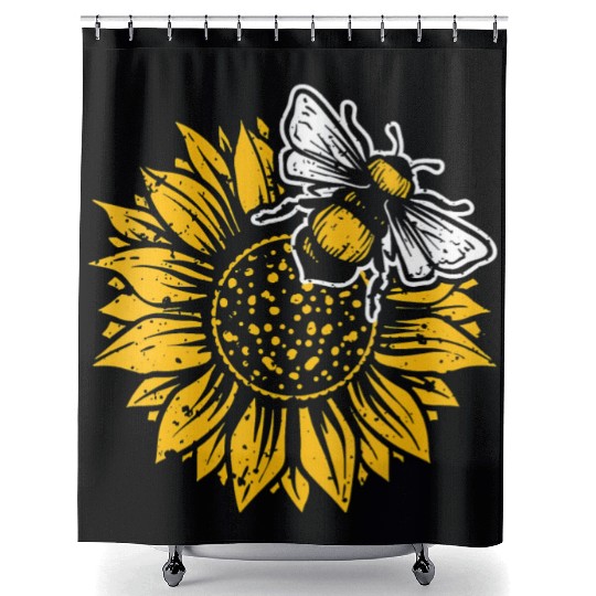 Womens Bumblebee Sunflower Springtime Save The Bee Shower Curtains
