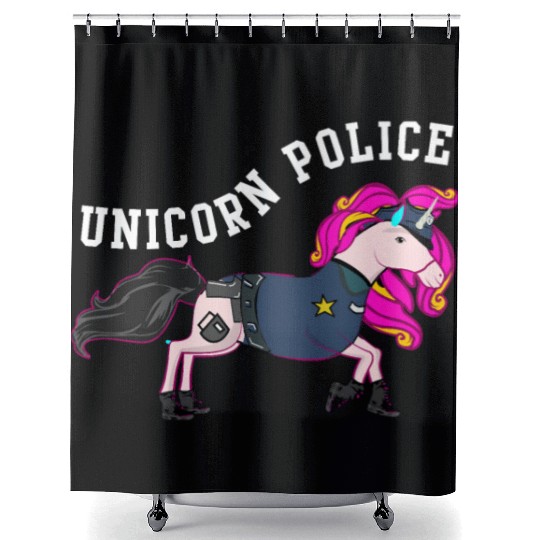 Unicorn police Shower Curtains