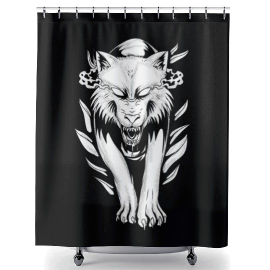 Angry Demon Wolf Shower Curtains