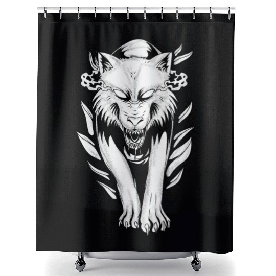 Angry Demon Wolf Shower Curtains