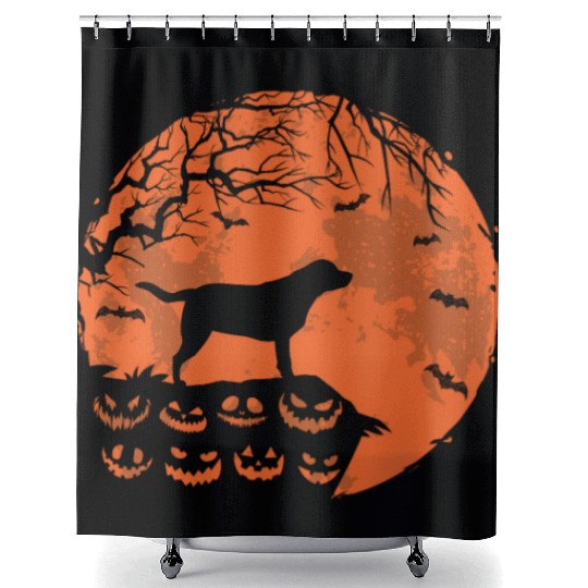 Labrador Retriever And Moon Halloween Dog Lover Shower Curtains