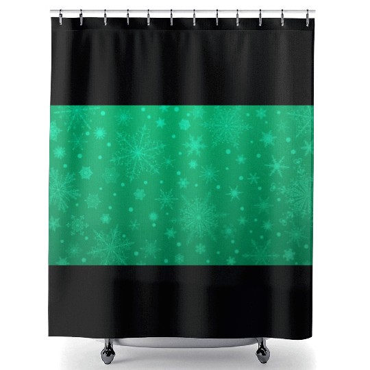 Christmas Snowflakes Green Pattern Shower Curtains