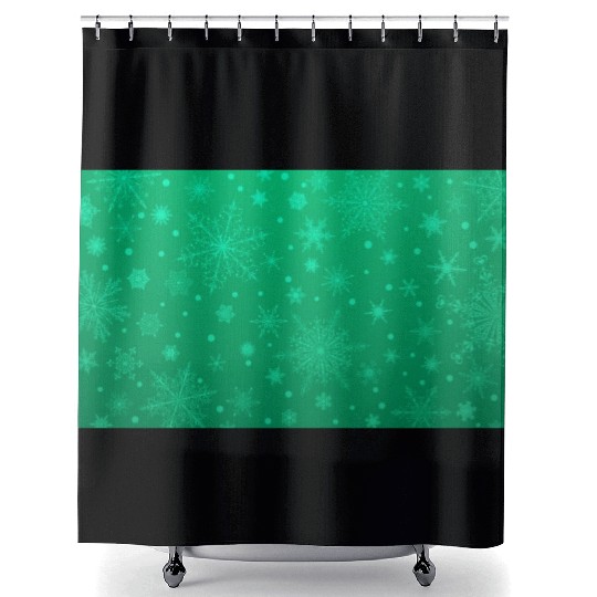 Christmas Snowflakes Green Pattern Shower Curtains