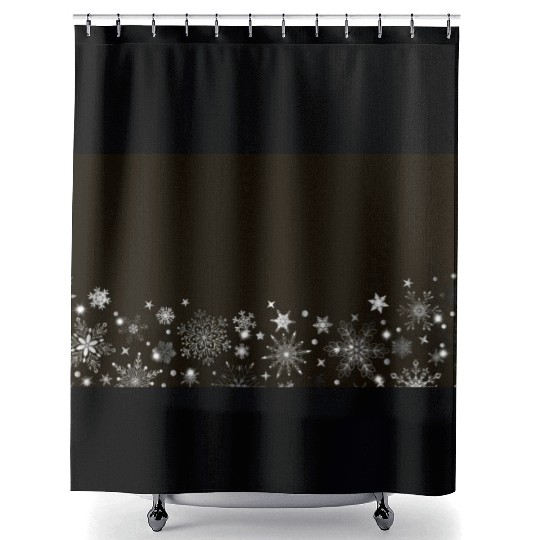 Elegant Black Silver Snowflakes Shower Curtains
