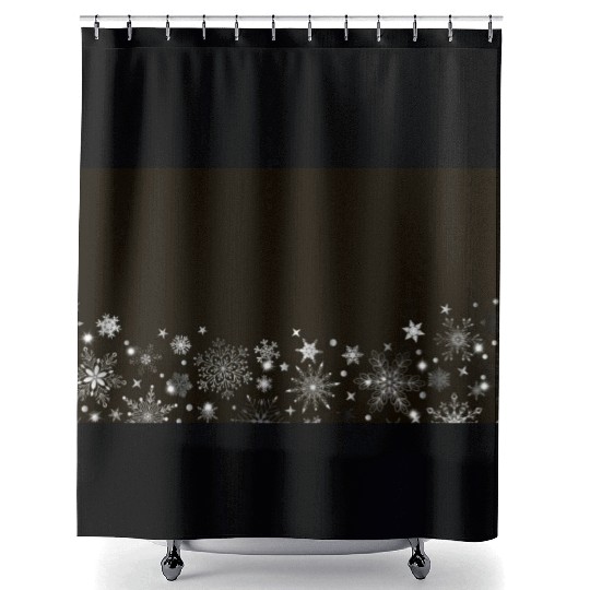 Elegant Black Silver Snowflakes Shower Curtains