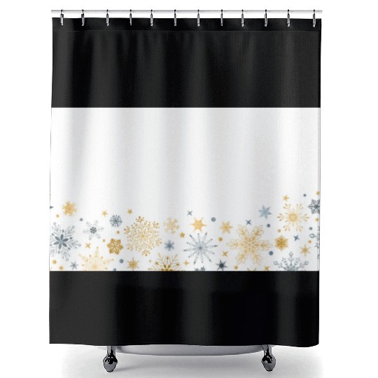 Elegant Snowflakes White Gold Silver Shower Curtains