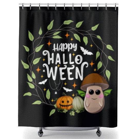 Bat Mushroom 'brown' - Happy Halloween Shower Curtains