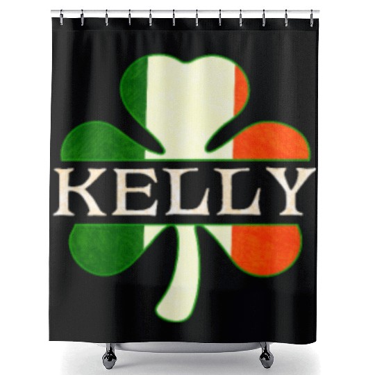 Kelly Irish Surname Ireland Flag Shamrock Shower Curtains