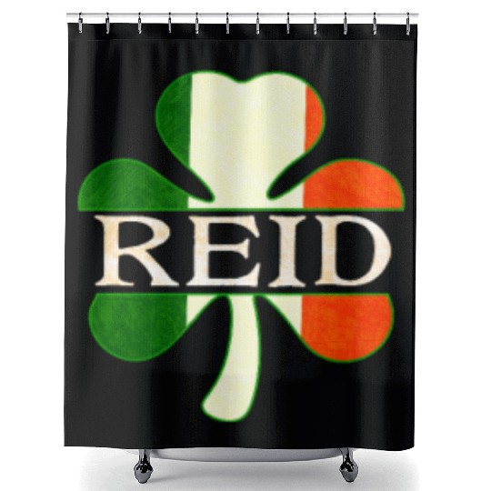 Reid Irish Surname Ireland Flag Shamrock Shower Curtains