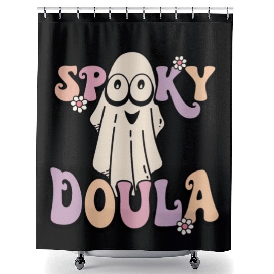 Cute Spooky Doula Halloween Retro Shower Curtains