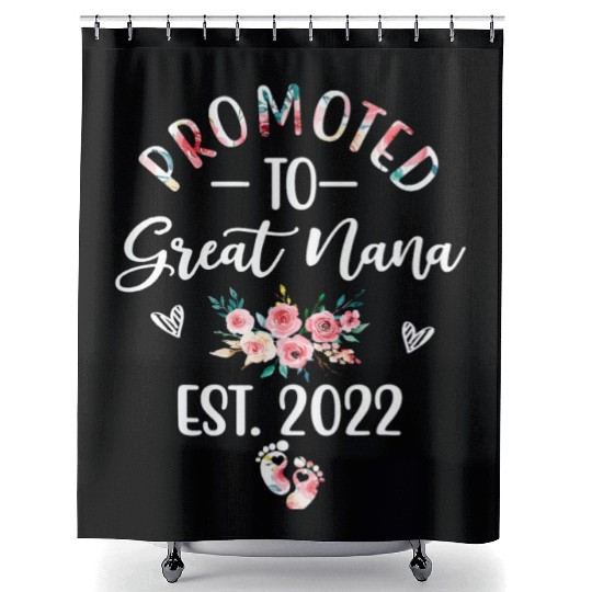 Promoted To Great Nana EST 2022 Funny Floral T Shi Shower Curtains