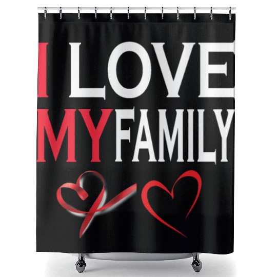 i love my family Shower Curtains