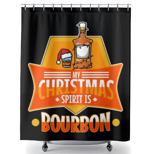 My christmas spirit is bourbon Shower Curtains