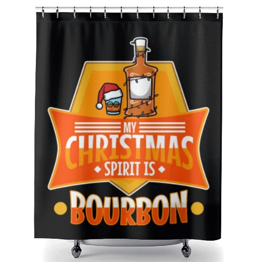 My christmas spirit is bourbon Shower Curtains