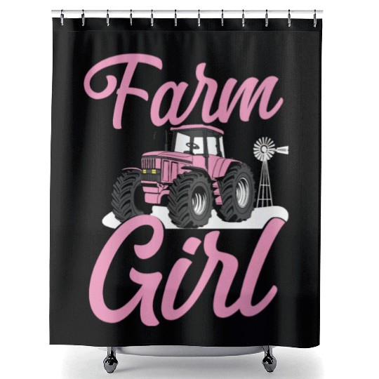 Farming Farmer Girl Tractor Farm Shower Curtains
