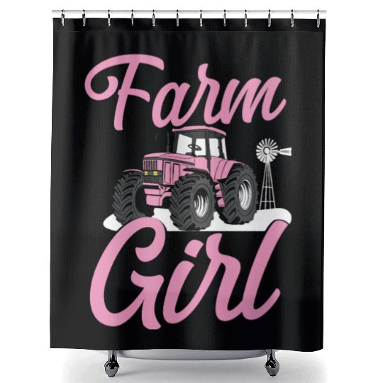 Farming Farmer Girl Tractor Farm Shower Curtains
